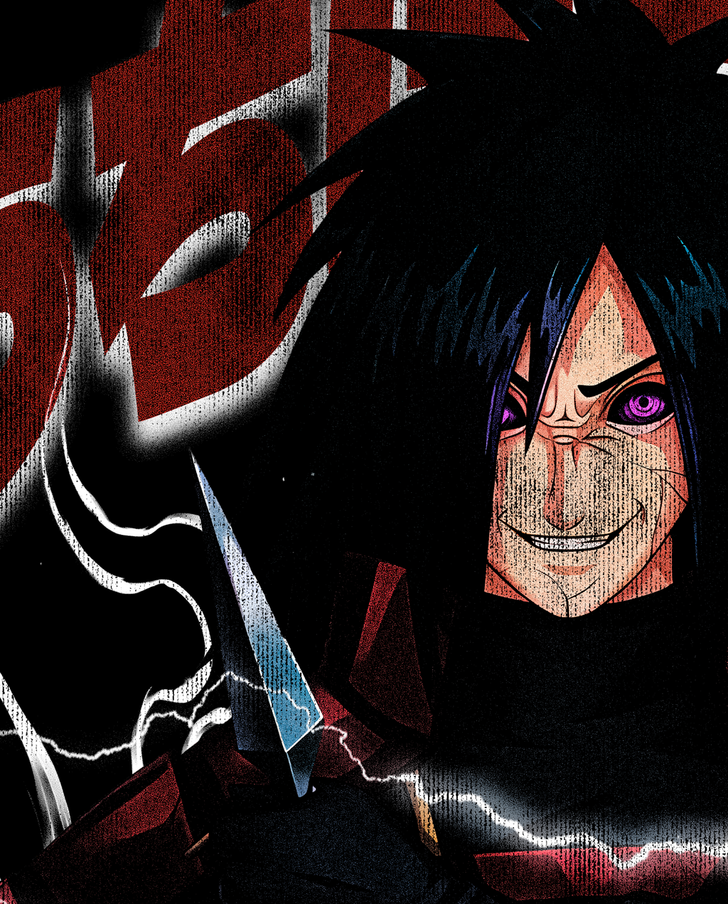 MADARA UCHIHA DOUBLE PRINT "PREMIUM" BLACK TEE