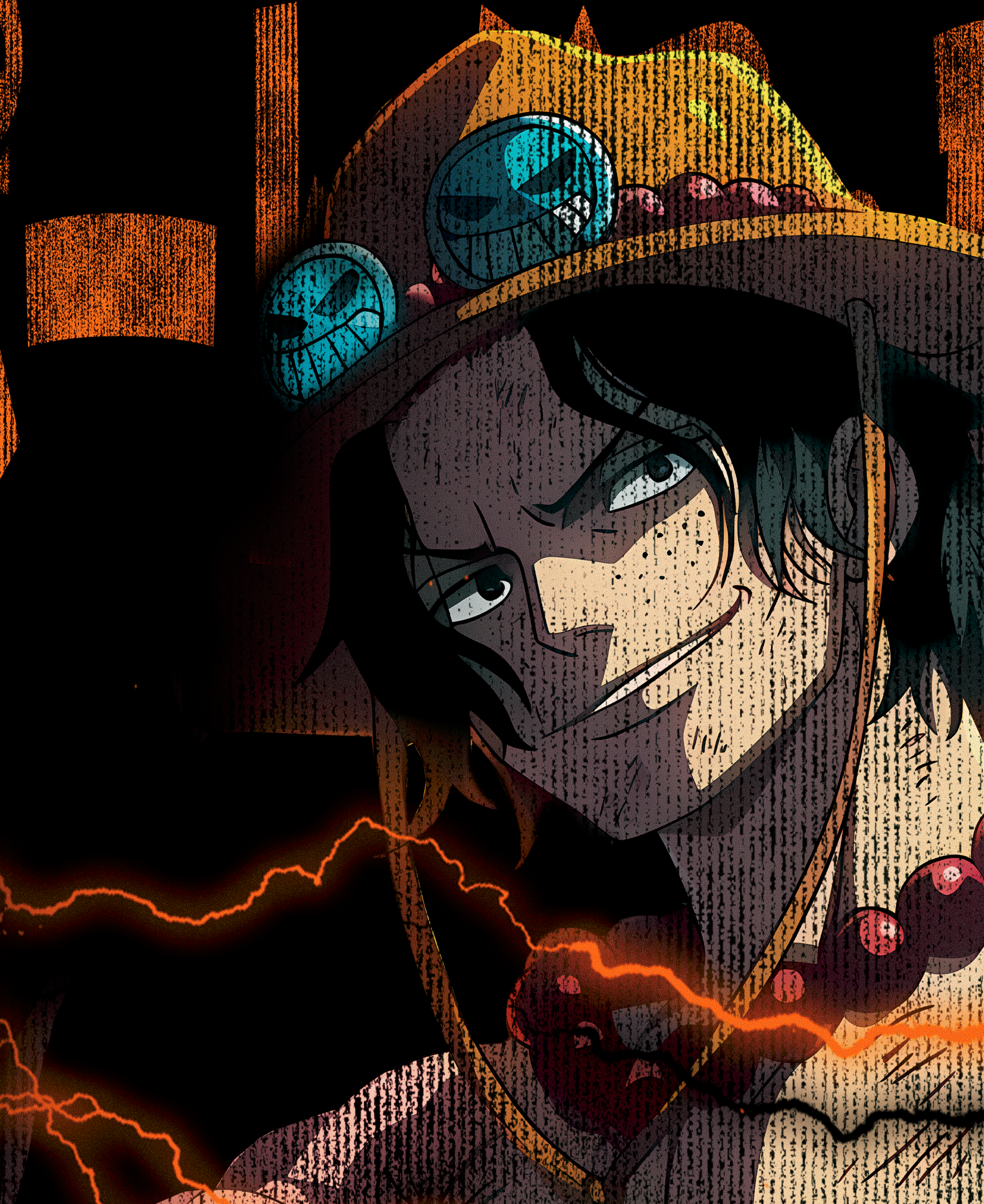 PORTGAS D. ACE FRONT ONLY "PREMIUM" BLACK TEE