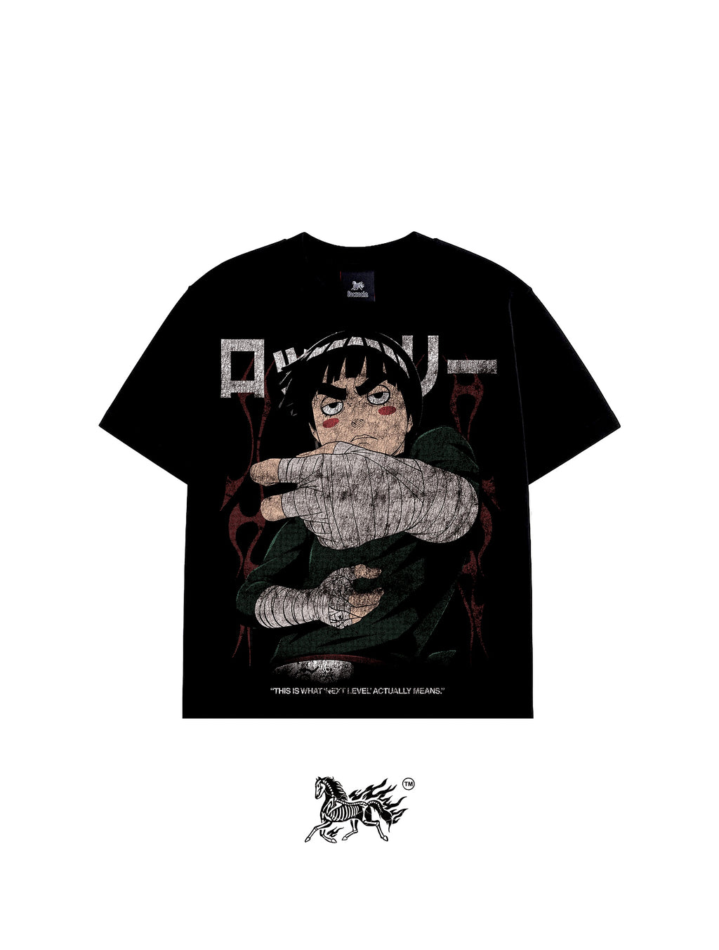 ROCK LEE DOUBLE PRINT "PREMIUM" BLACK TEE