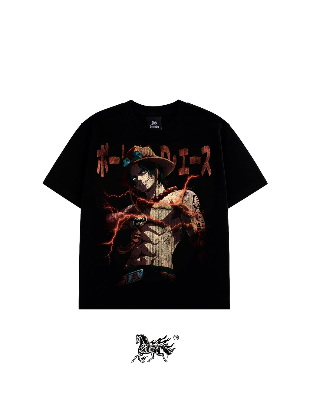 PORTGAS D. ACE DOUBLE PRINT "PREMIUM" BLACK TEE