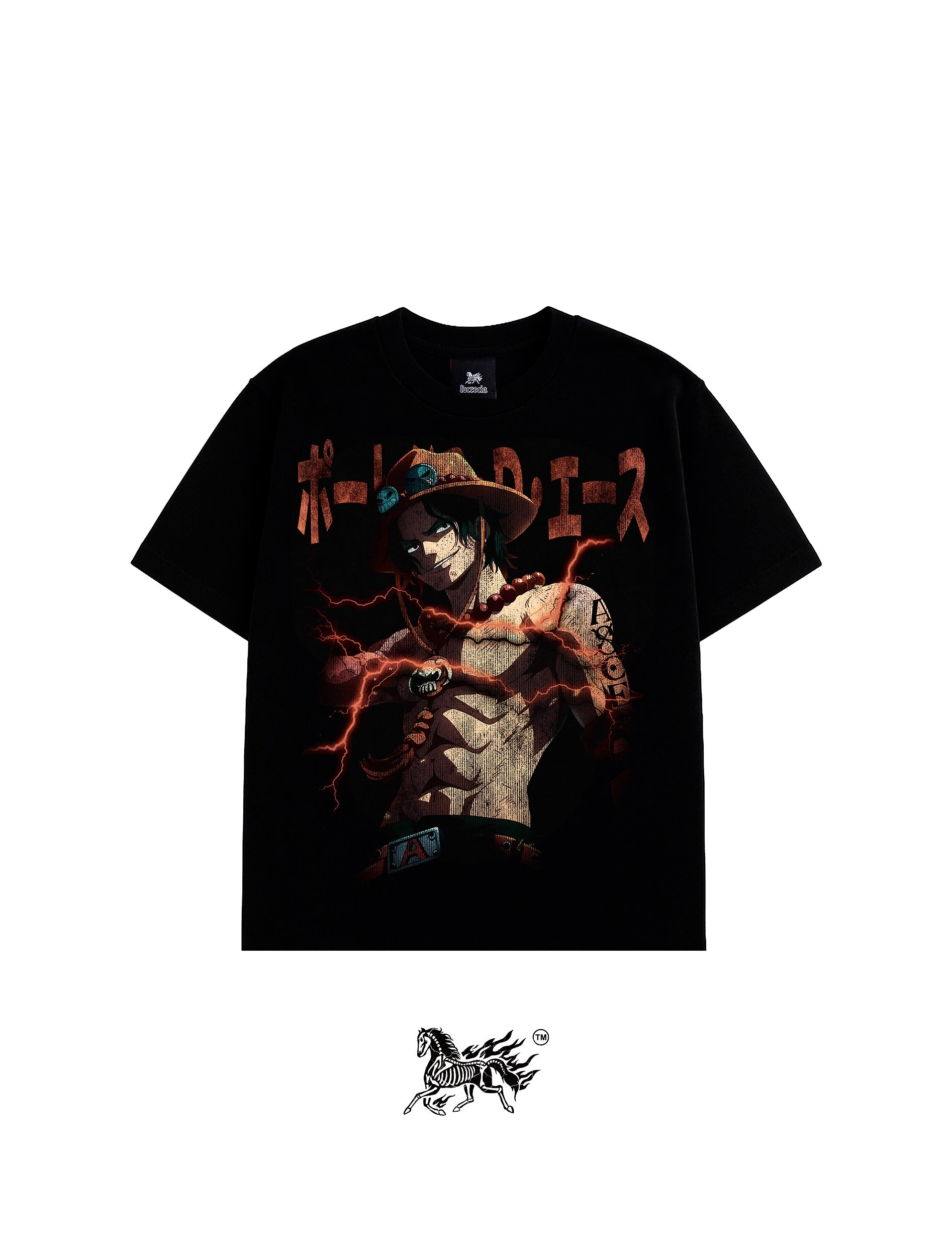 PORTGAS D. ACE FRONT ONLY "PREMIUM" BLACK TEE