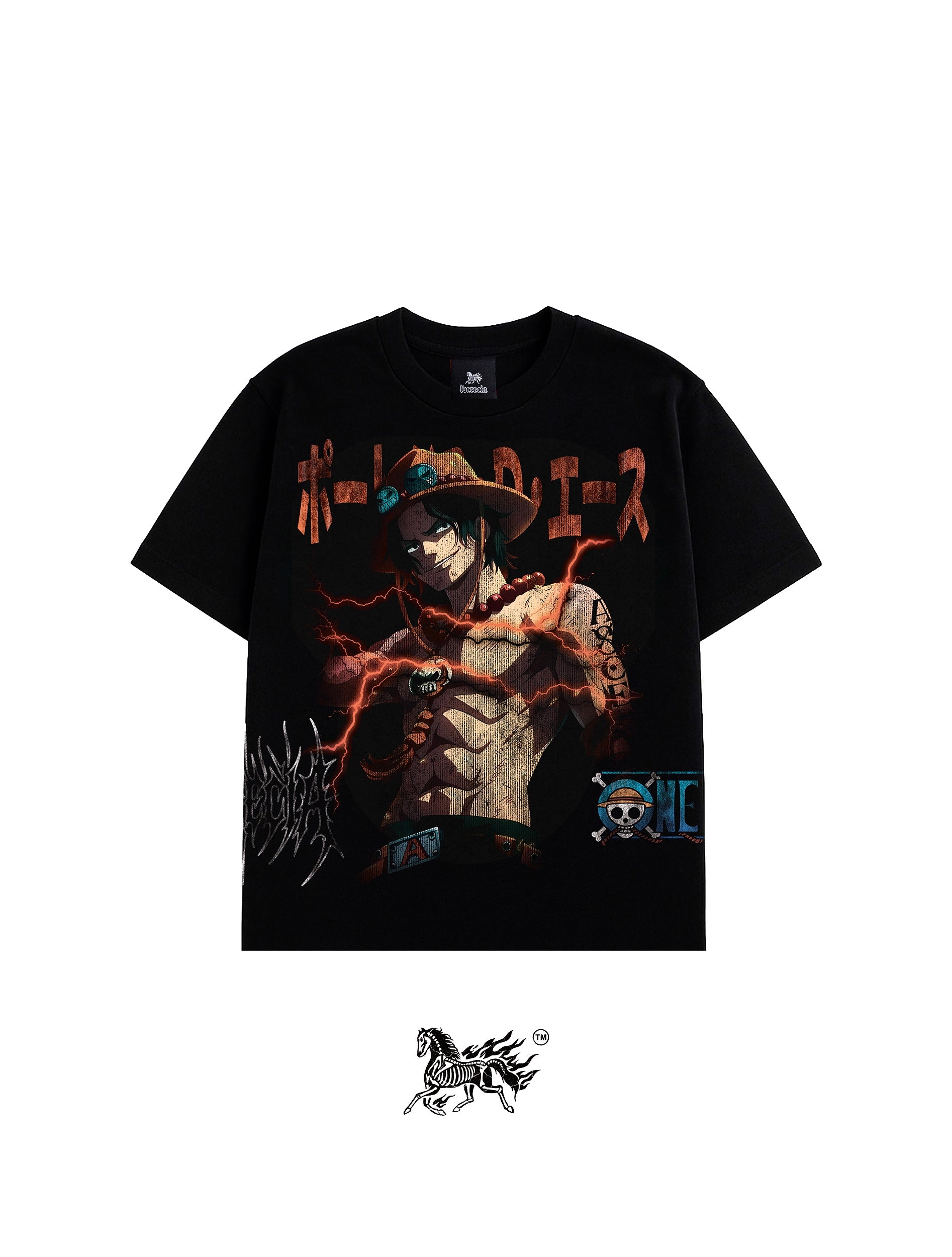 PORTGAS D. ACE AOP "PREMIUM" BLACK TEE