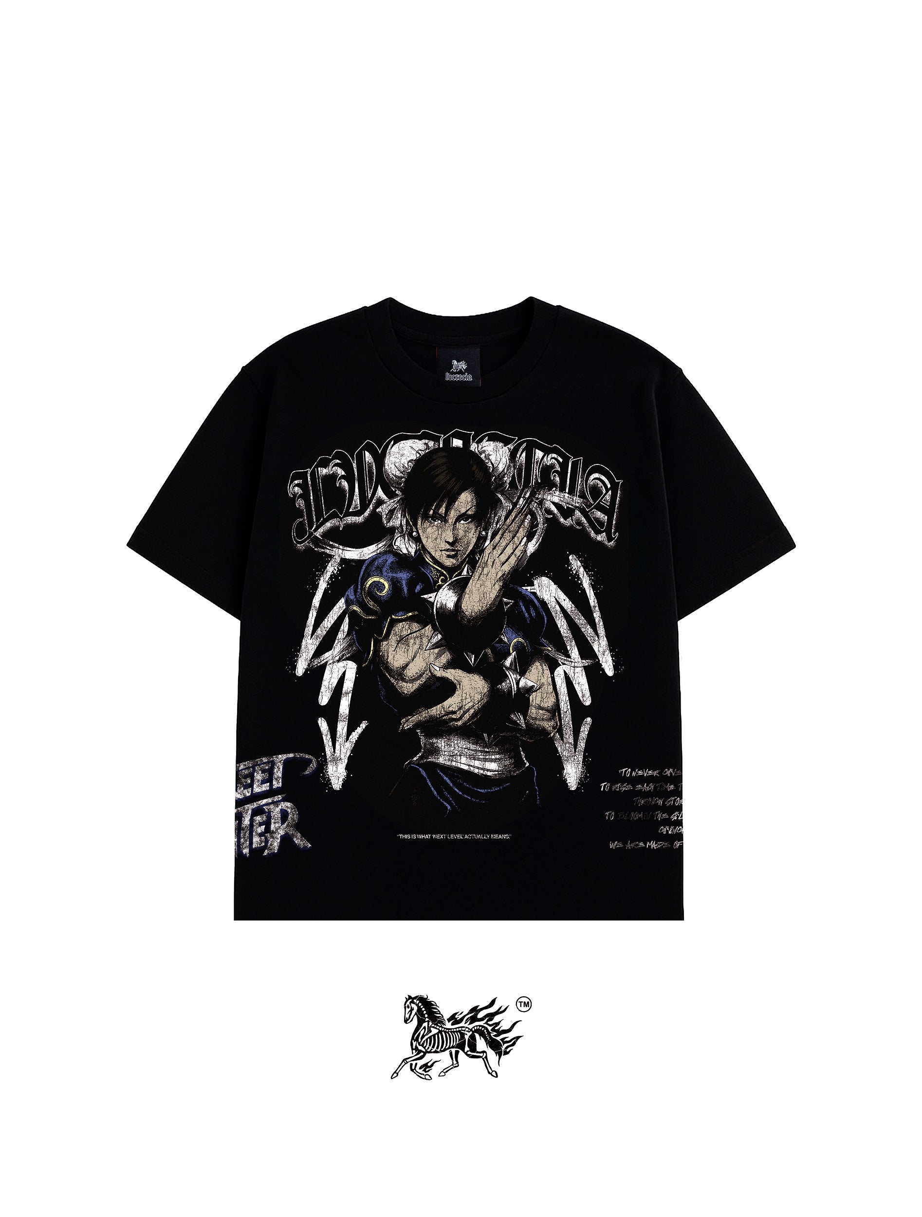 CHUN-LI AOP "PREMIUM" BLACK TEE