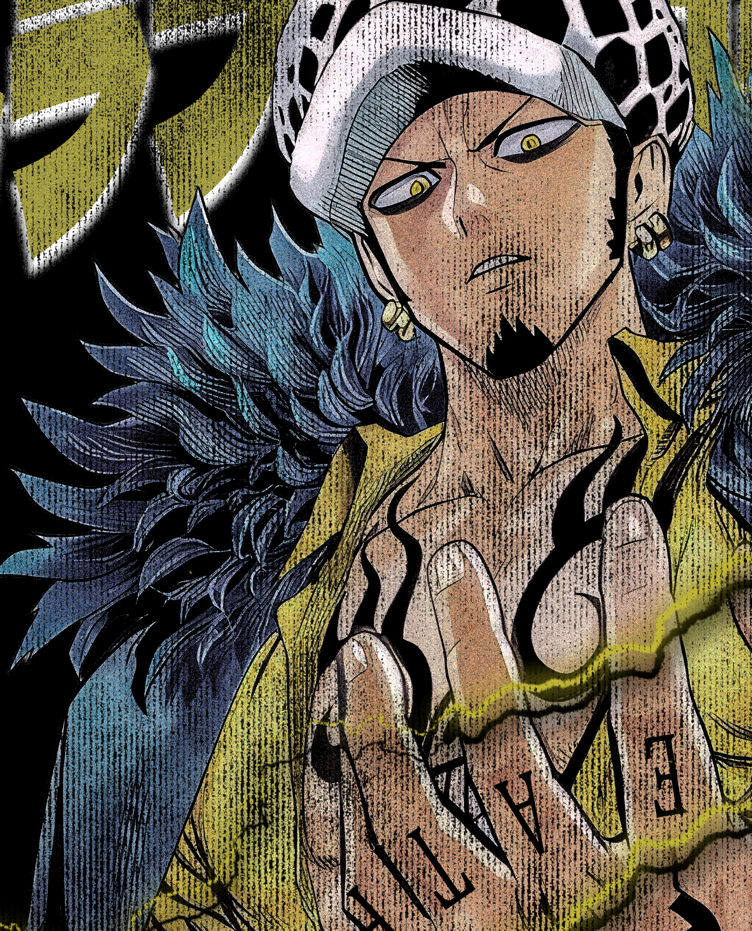 TRAFALGAR D. LAW FRONT ONLY "PREMIUM" BLACK TEE